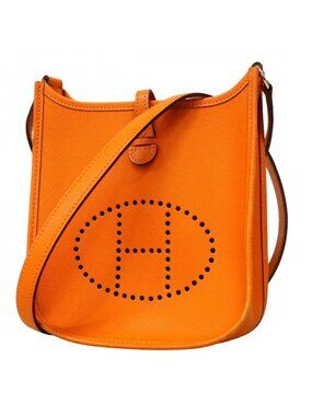 Hermes Shoulder Bag Evelyne TPM Veau Epsom Orange Silver